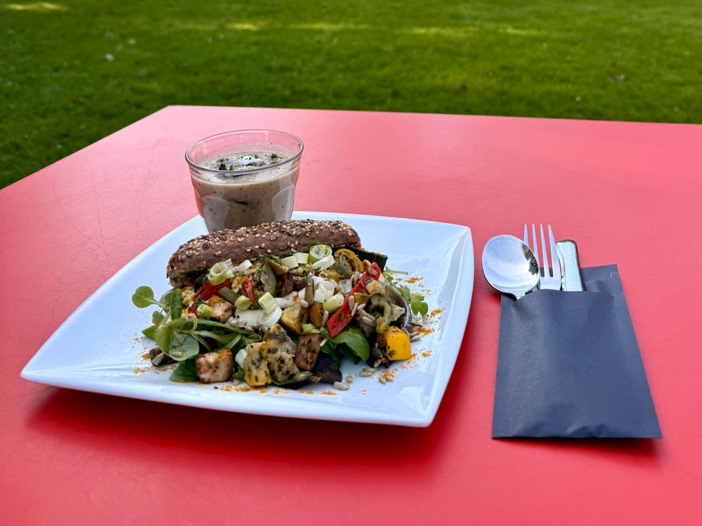 Broodje hummus bij Museum Kranenburgh