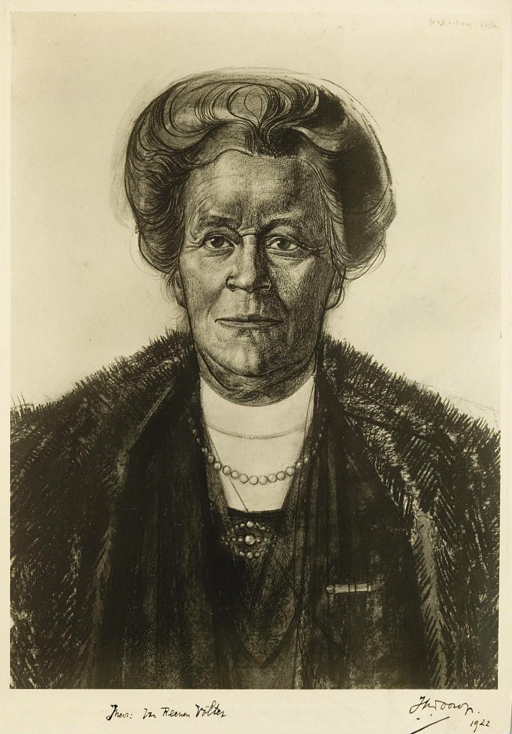 Jan Toorop, portret van Marie van Reenen-Völter, 1922.